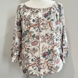Solitaire Womens Top Floral Off Shoulder Cottagecore Oversized Small Boho 20141